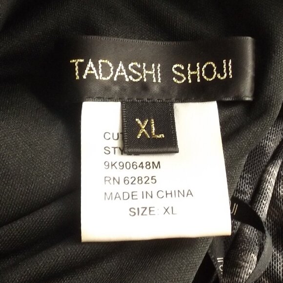 TADASHI SHOJI Evening Dress, XL, Grey Animal Print, Jeweled One Shoulder, Ruched - Picture 12 of 15